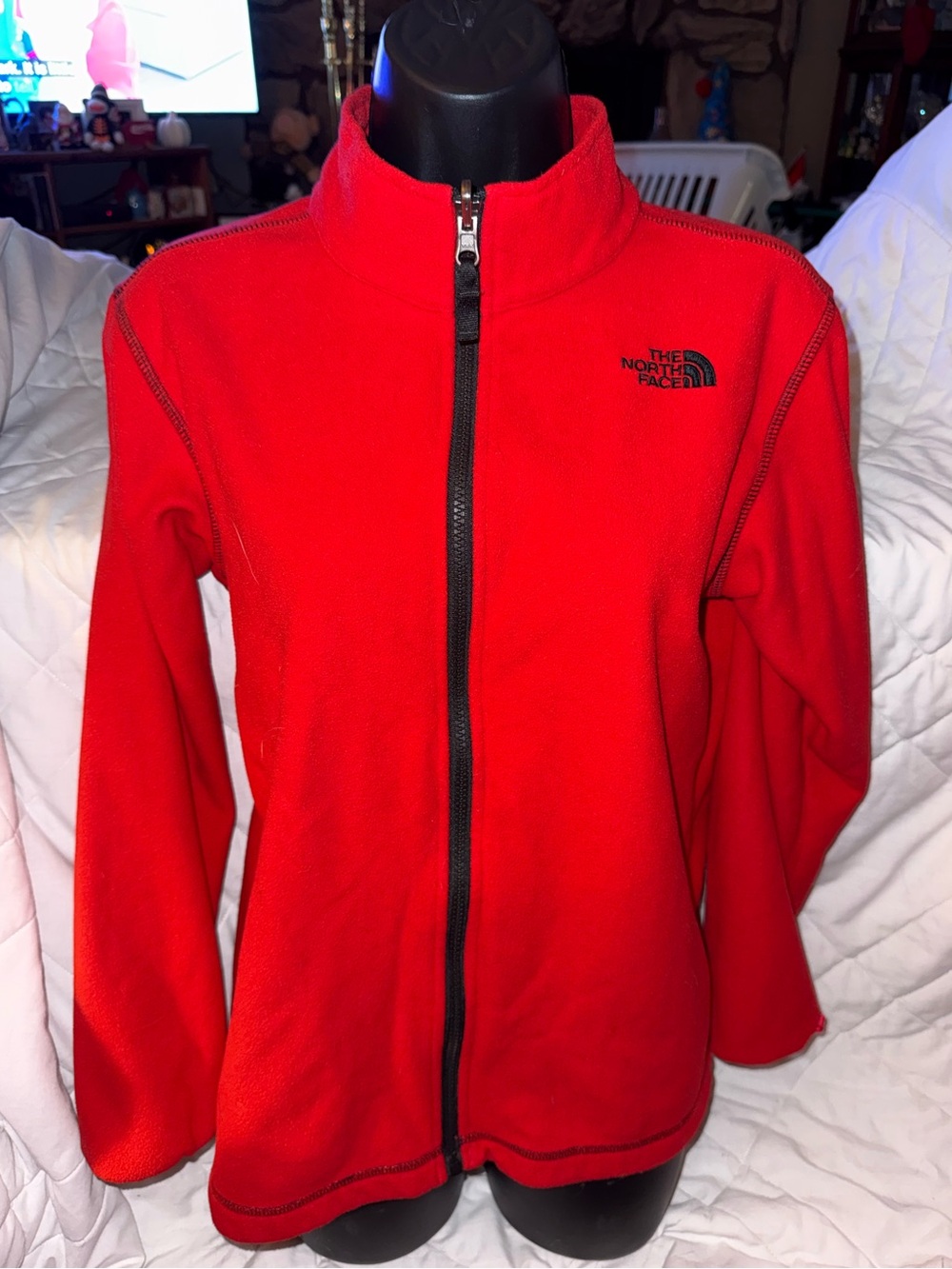 North Face Red Fleece Full Zip Lightweight Jacket Liner